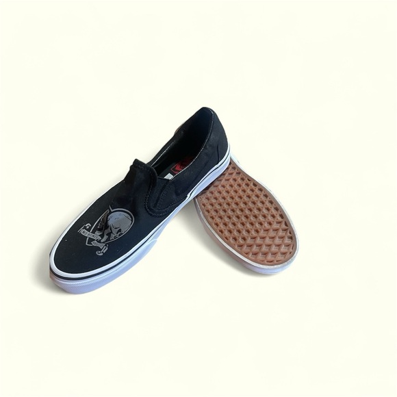 Vans Love You To Death Black and White Slip-On Sneakers - Picture 2 of 6